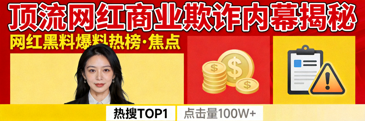 网红黑料爆料热榜焦点图 - 顶流网红商业欺诈内幕揭秘
